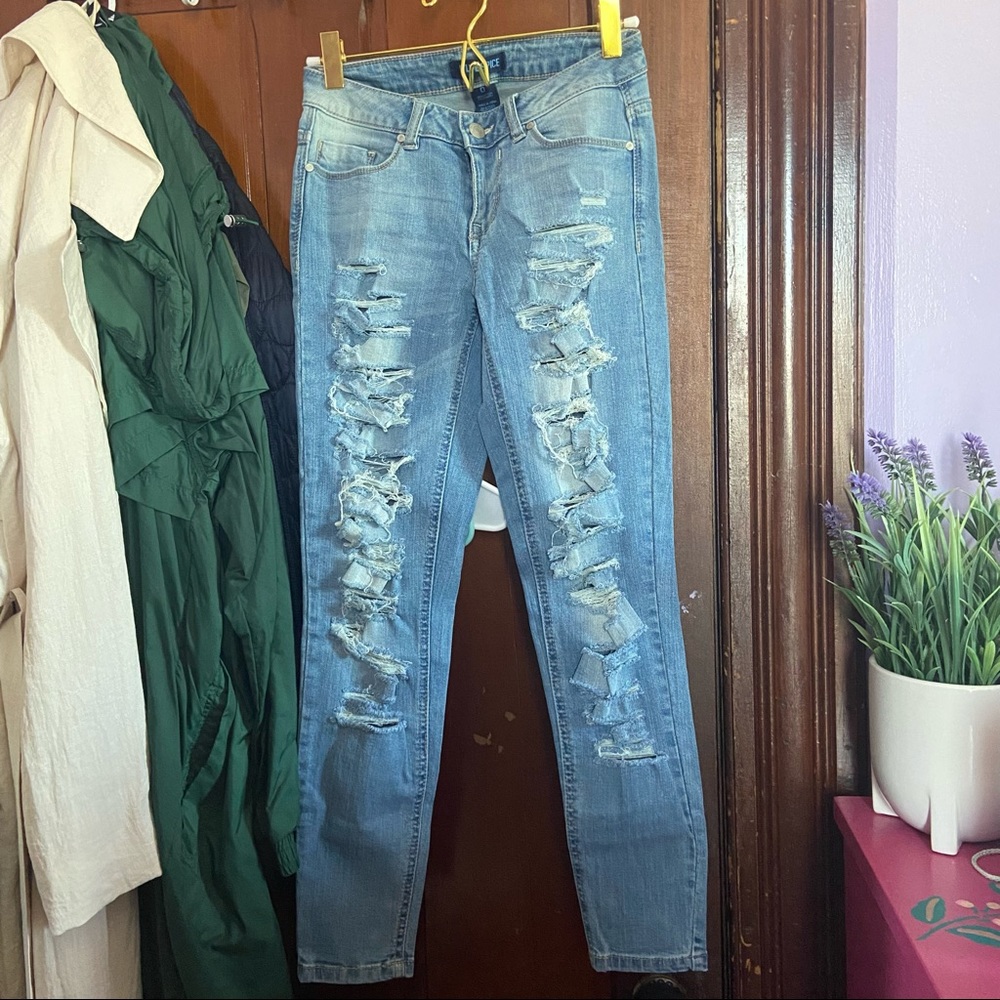 Distressed Light Wash Denim
